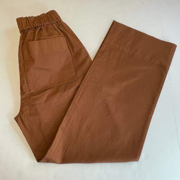 Everlane Brown Organic Cotton Elastic Waist Pull On WideLeg Pants 0 NWT - Picture 8 of 11